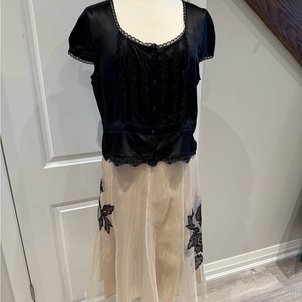 Black and Cream Lace Two Piece Dress, size 10 fit